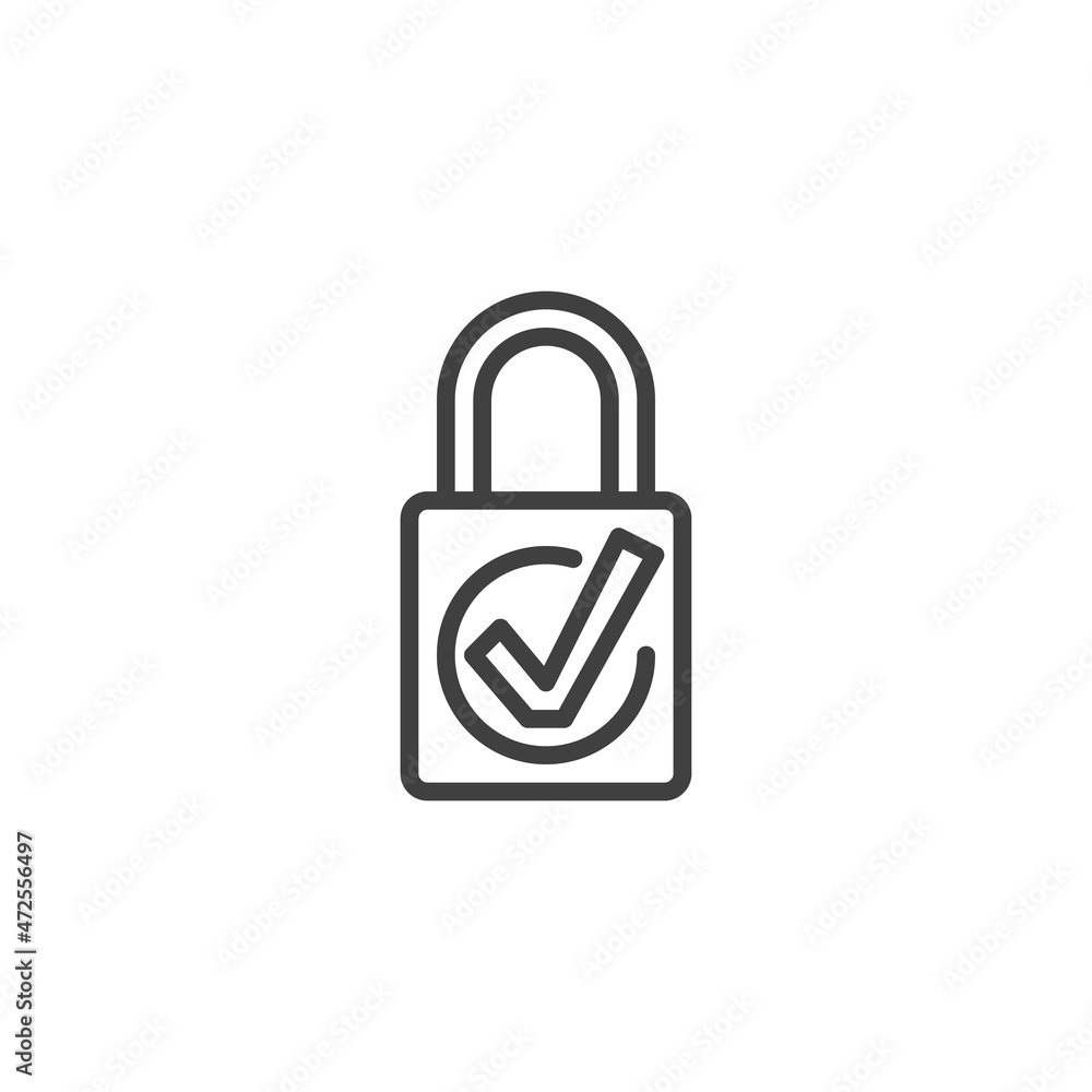 Lock with check mark line icon Lock with check mark line icon