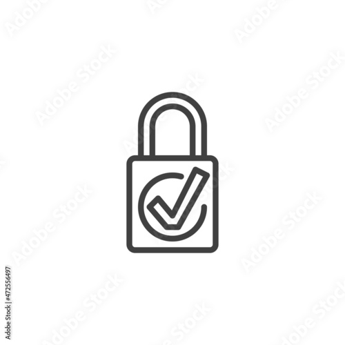 Lock with check mark line icon