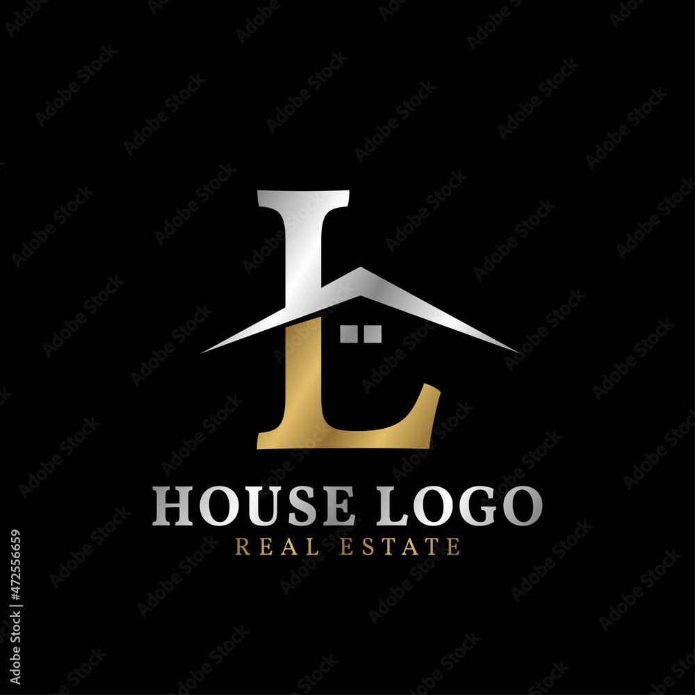 letter L with roof and window luxurious real estate vector logo design ...