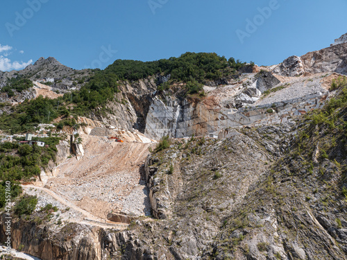 View of the Carrara Marble Quarries with Excavation Equipment ready for Work