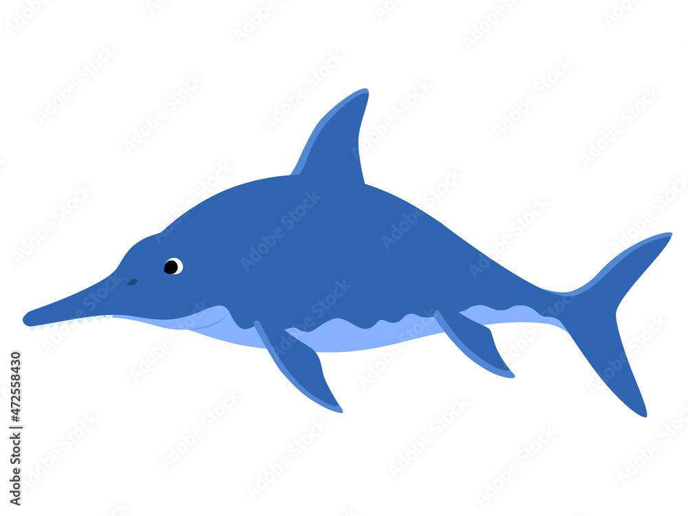 Fototapeta premium シンプルなイクチオサウルスのイラスト