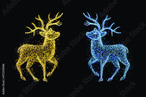 Magical Glowing Sparkling Deer Vector Illustration