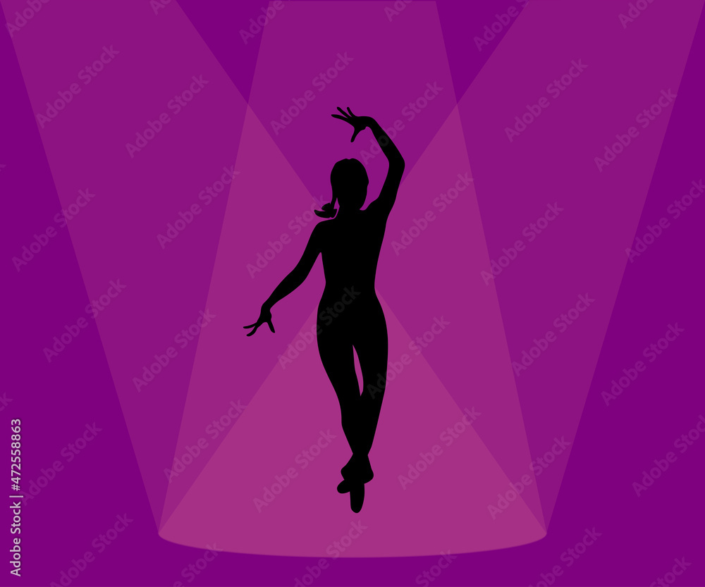black silhouette of a girl who is dancing