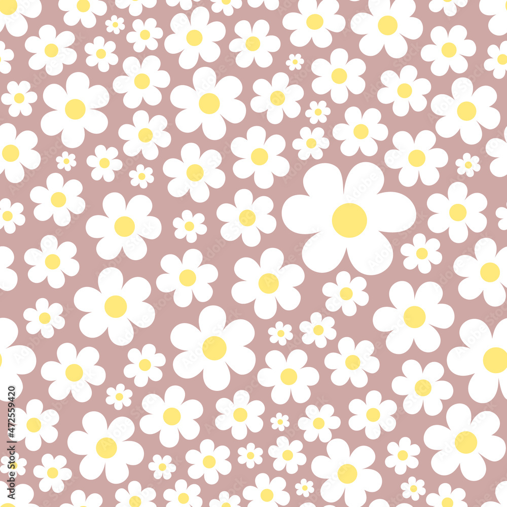 Floral pattern with white flowers. Vector seamless background for fashion prints. Ditsy print, liberty style, texture. Soft pastel pink background. Floral pattern with white flowers. Vector seamless background for fashion prints. Ditsy print, liberty style, texture. Soft pastel pink background.