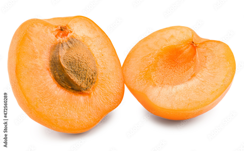 cut of apricot fruit isolated on white background. clipping path cut of apricot fruit isolated on white background. clipping path