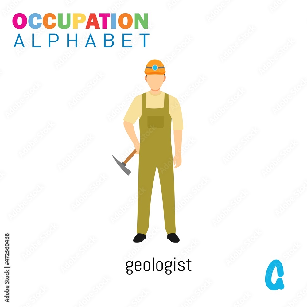 Vector Illustration of alphabet occupation with G letter. Suitable for Education purposes.