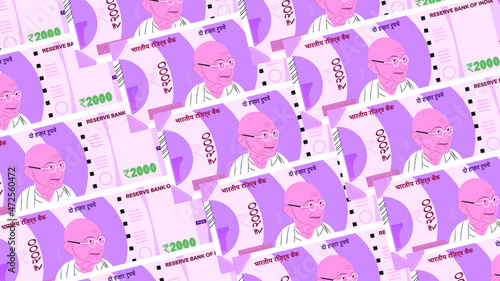 Indian new 2000 rupee currency note vector background