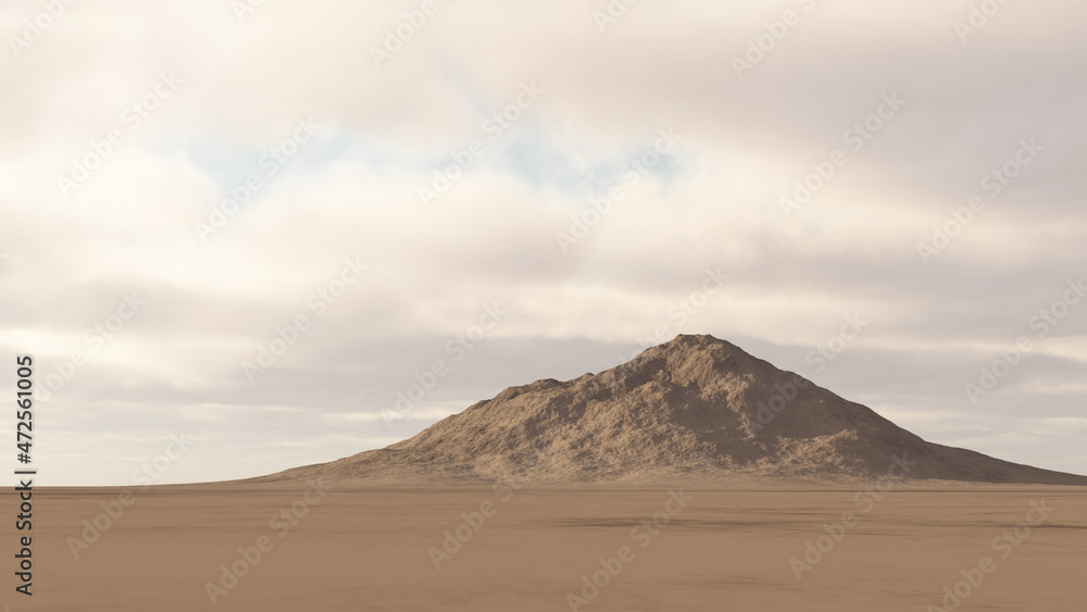 Desert with mountan. 3D landscape.
