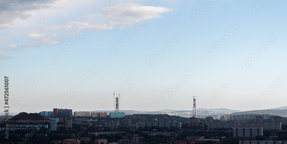Vladivostok cityscape. Construction of the bridge. Vladivostok cityscape. Construction of the bridge.