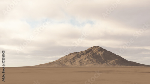 Desert with mountan. 3D landscape.