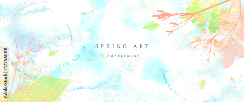 spring season vector background pastel banner blue