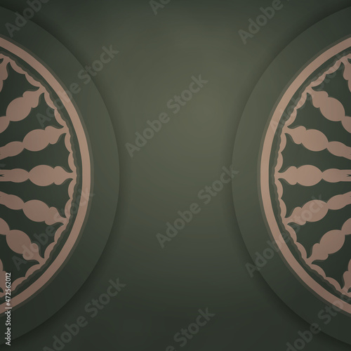Congratulatory Leaflet in green color with abstract brown ornament is prepared for printing.