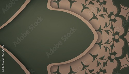 Green background with abstract brown ornament and place under your text