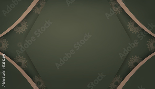 Green background with abstract brown pattern and place under your text