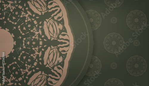Green background with brown mandala pattern and place under your text