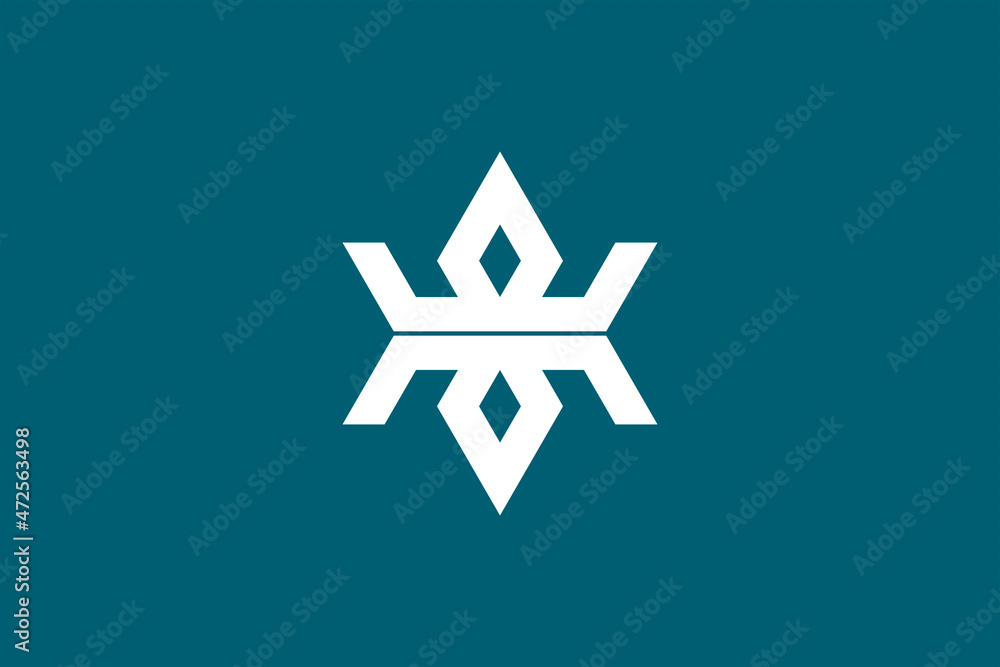 Obraz premium Iwate - Japan national flag and prefectural symbol