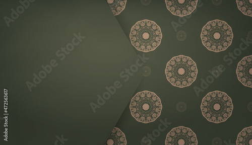 Green background with greek brown ornaments and place under your text