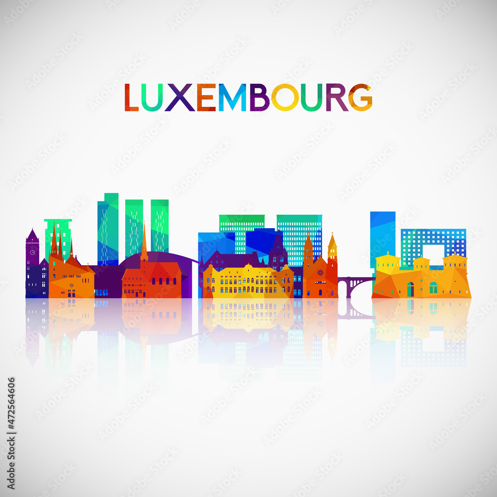 Luxembourg skyline silhouette in colorful geometric style. Symbol for your design. Vector illustration. - obrazy, fototapety, plakaty 