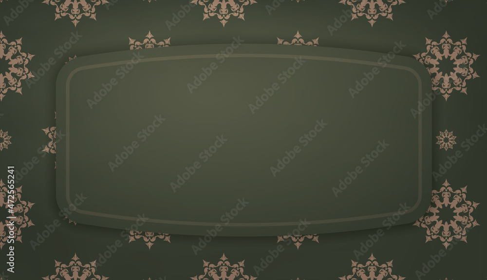 Green background with luxurious brown ornament for logo design