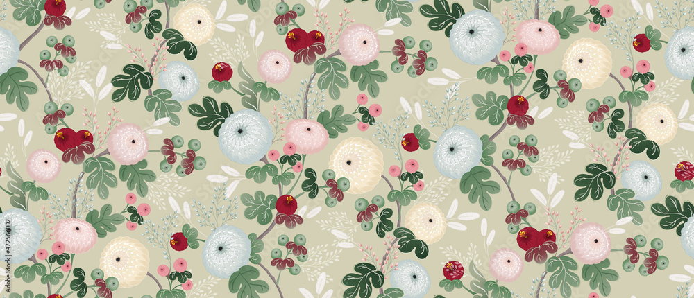 Vector illustration of seamless floral pattern for Wedding, anniversary ...