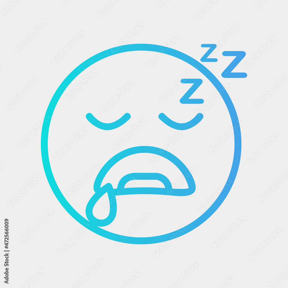 Obraz premium Sleep emoji icon vector illustration in gradient style, use for website mobile app presentation
