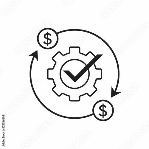 Quadro su tela costs optimization and production efficiency icon, line