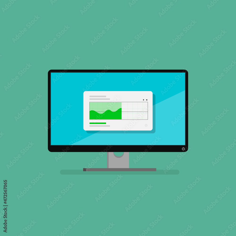 Computer PC with uploading tab UI screen vector illustration.Computer Desktop with information tab on screen. Computer PC with uploading tab UI screen vector illustration.Computer Desktop with information tab on screen.