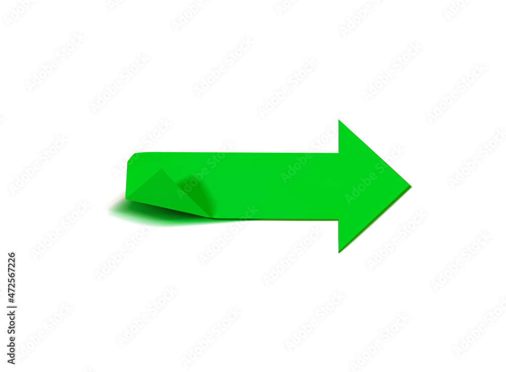 3D Green Arrow Isolated on White Background, Paper Arrow, Colorful Illustration, Business. 3D Green Arrow Isolated on White Background, Paper Arrow, Colorful Illustration, Business.