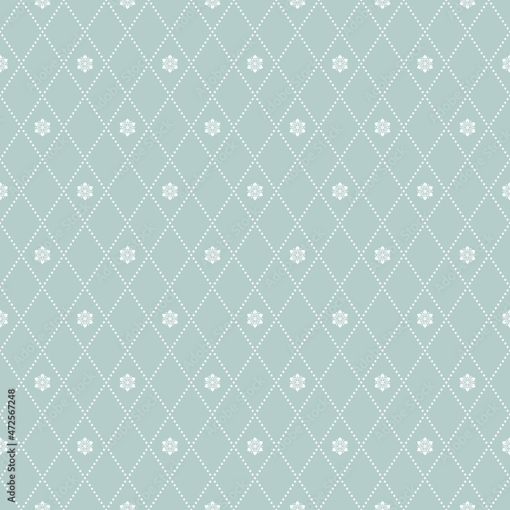 Fototapeta premium Floral vector ornament. Seamless abstract classic background with white flowers. Pattern with floral elements. Ornament for fabric, wallpaper and packaging