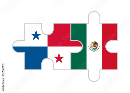 puzzle pieces of panama and mexico flags. vector illustration isolated on white background