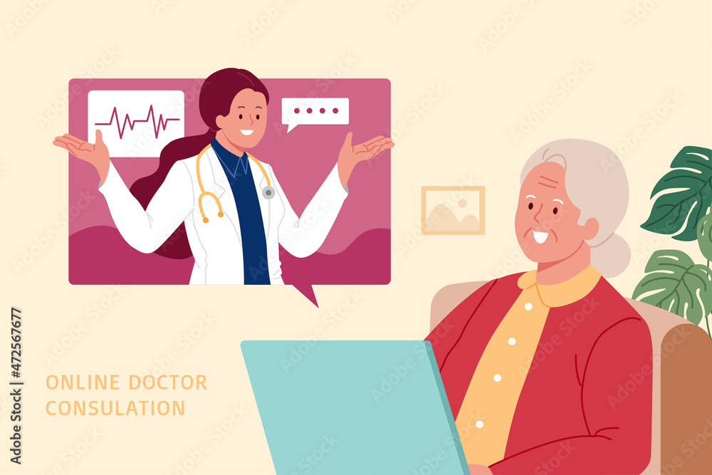 Elder with telemedicine support Elder with telemedicine support