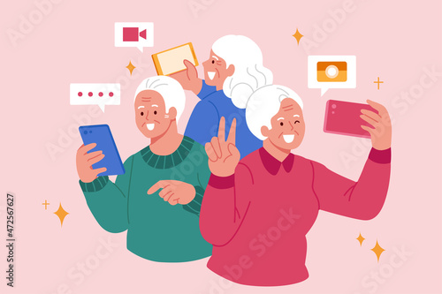 Tech-savvy elders using phones