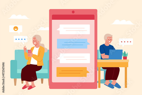 Elders texting online