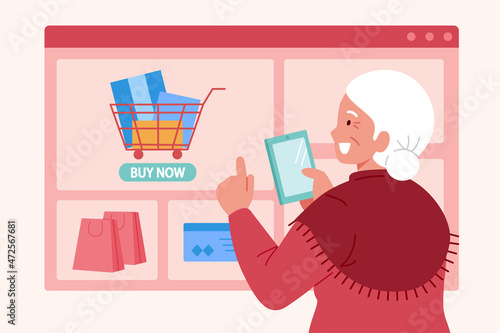 Elder shopping at online store