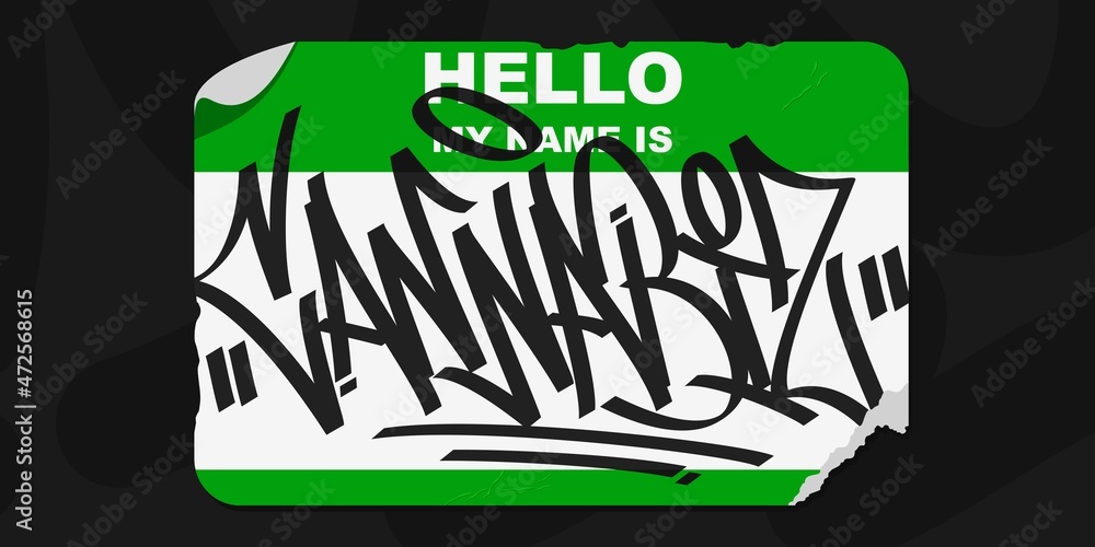 Abstract Flat Graffiti Style Sticker Hello My Name Is With Some Street Art Lettering Vector Illustration Art
