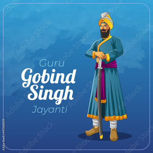 Guru Gobind holding sword greeting card