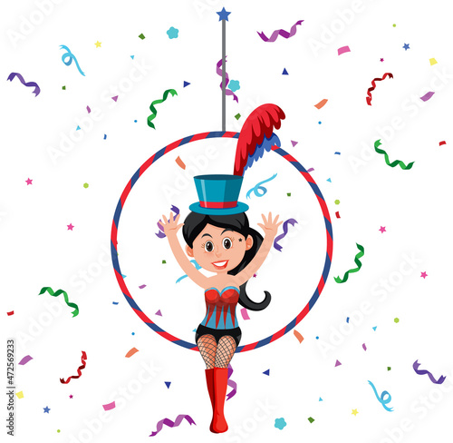 Aerial female gymnast on ring