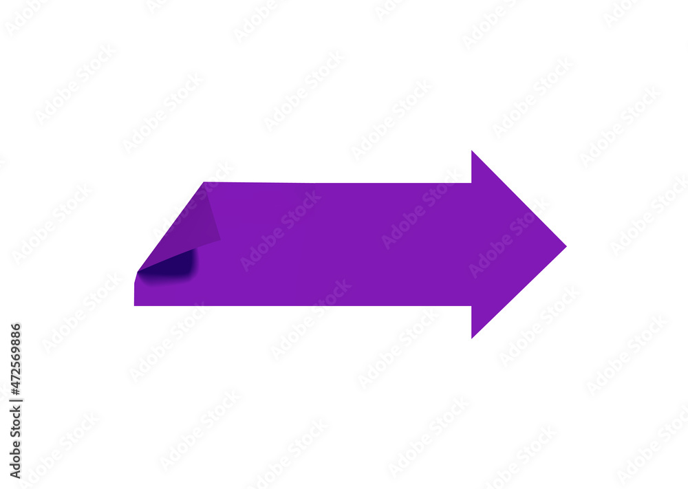 3D Paper Arrow, Purple Color Arrow Isolated on White Backgrounds, Colorful Illustration, Direction Sign. 3D Paper Arrow, Purple Color Arrow Isolated on White Backgrounds, Colorful Illustration, Direction Sign.