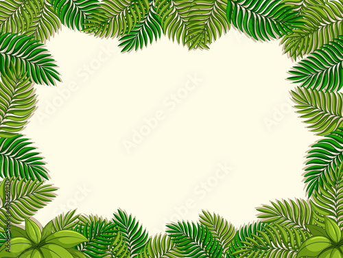 Empty background with tropical leaves elements