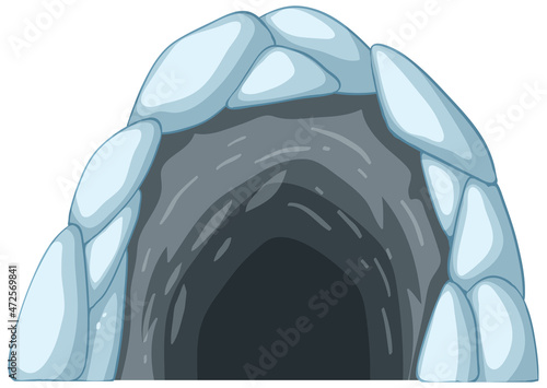 Ice cave in cartoon style