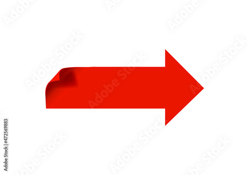 3D Paper Arrow, Red Arrow Isolated on White Backgrounds, Colorful Illustration, Direction Sign.