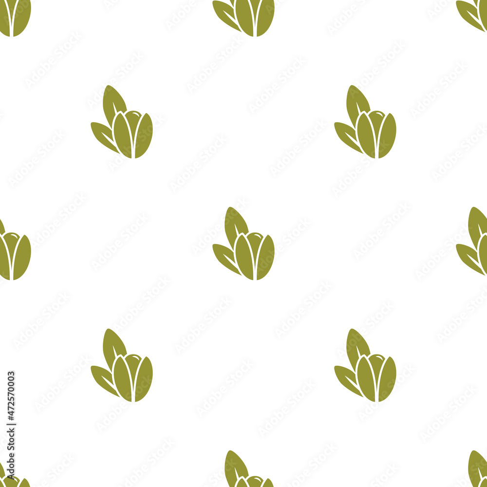 Argan nut green seamless pattern on white background. beauty and cosmetics oil.