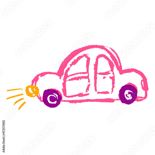 Icon in hand draw style. Drawing with wax crayons, children's creativity