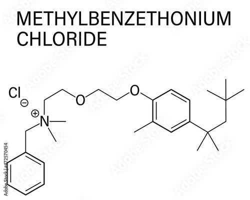 Methylbenzethonium chloride antiseptic molecule. Skeletal formula.	