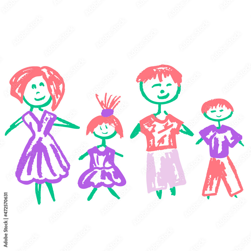 Icon in hand draw style. Drawing with wax crayons, children's creativity Icon in hand draw style. Drawing with wax crayons, children's creativity