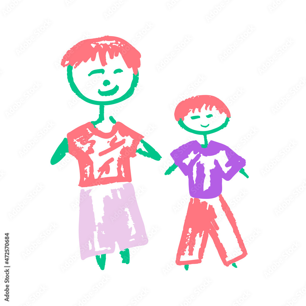 Icon in hand draw style. Drawing with wax crayons, children's creativity Icon in hand draw style. Drawing with wax crayons, children's creativity