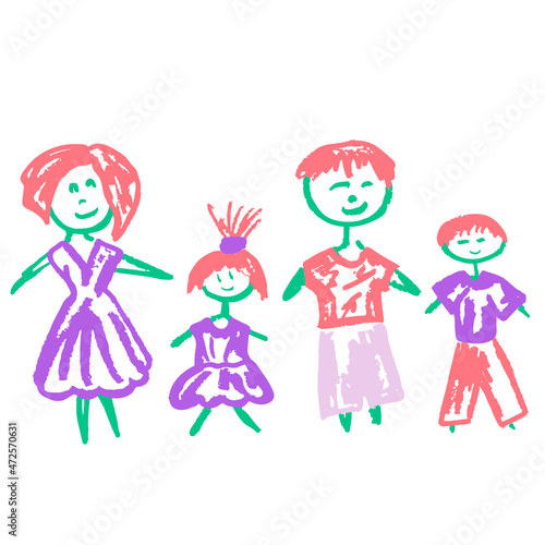 Icon in hand draw style. Drawing with wax crayons, children's creativity
