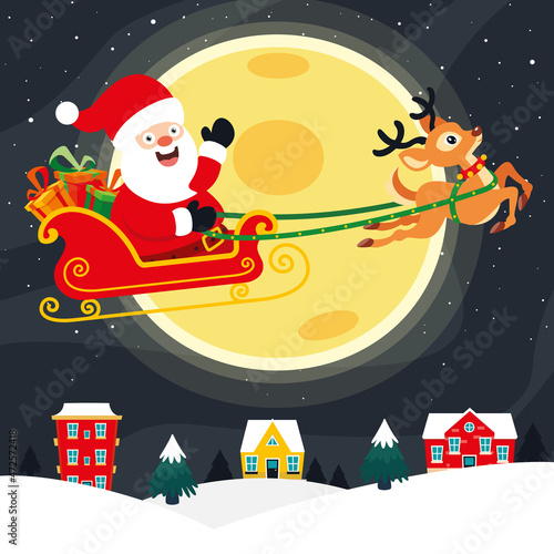 Wallpaper Mural Santa Claus Riding A Sleigh Torontodigital.ca