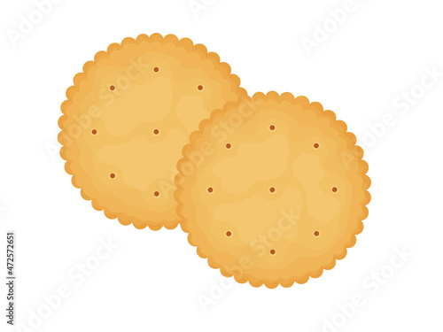 Round crackers. Two crackers. Illustration of food, snacks. Healthy snack.
