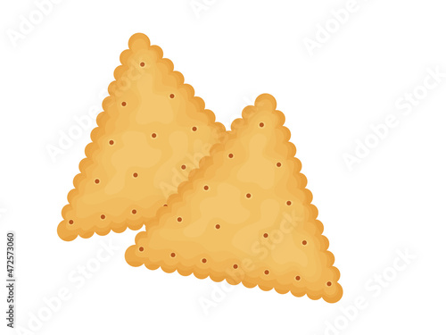 Triangular crackers. Two crackers. Illustration of food, snacks. Healthy snack.
